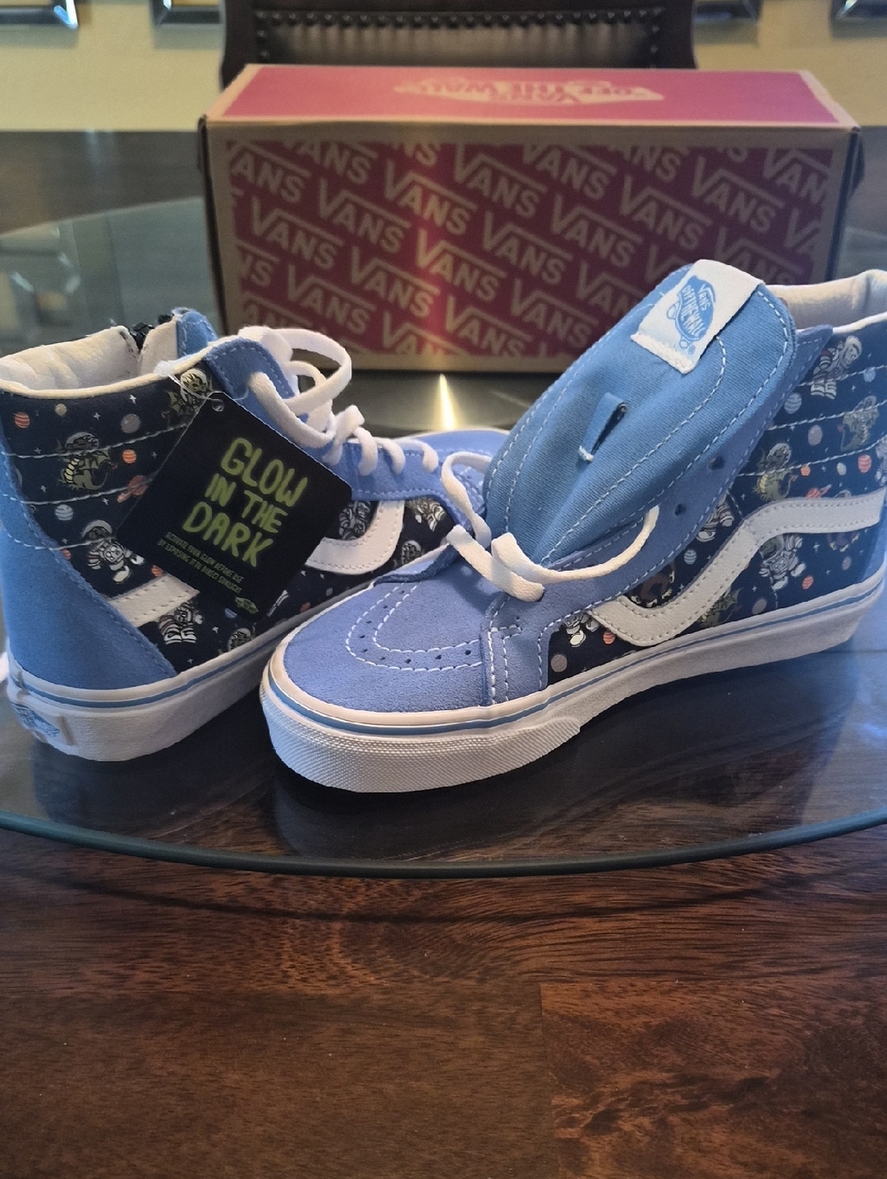 Vans Kids Light Blue Floral High-Top Sneakers